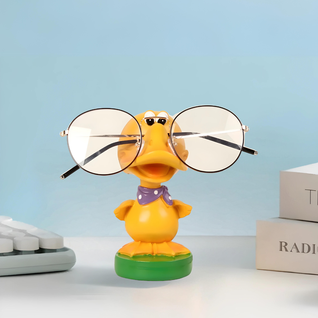 Novelty eyewear holder resembling a duck, available from First Lens.