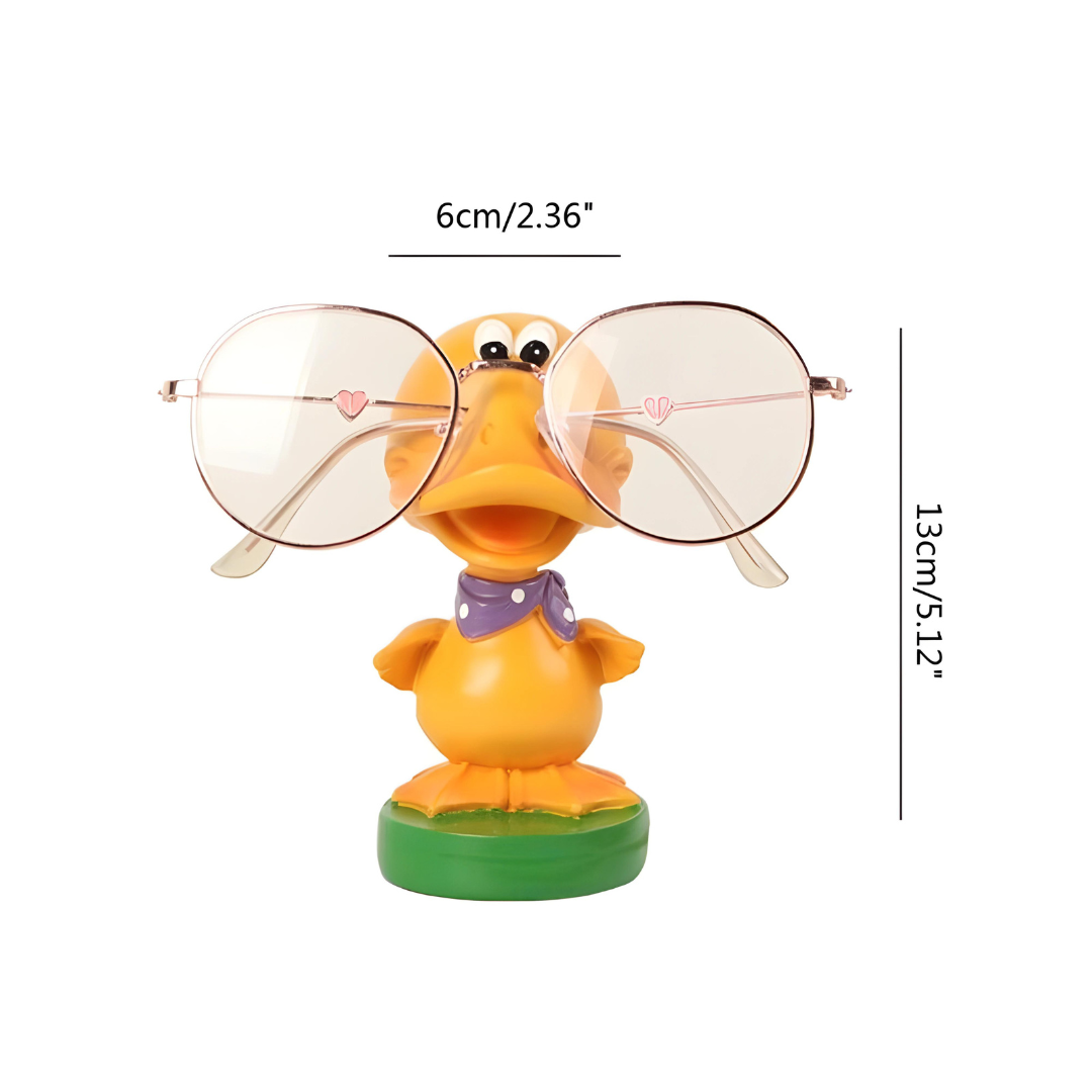 Functional and decorative glasses stand featuring a duck design, by First Lens.