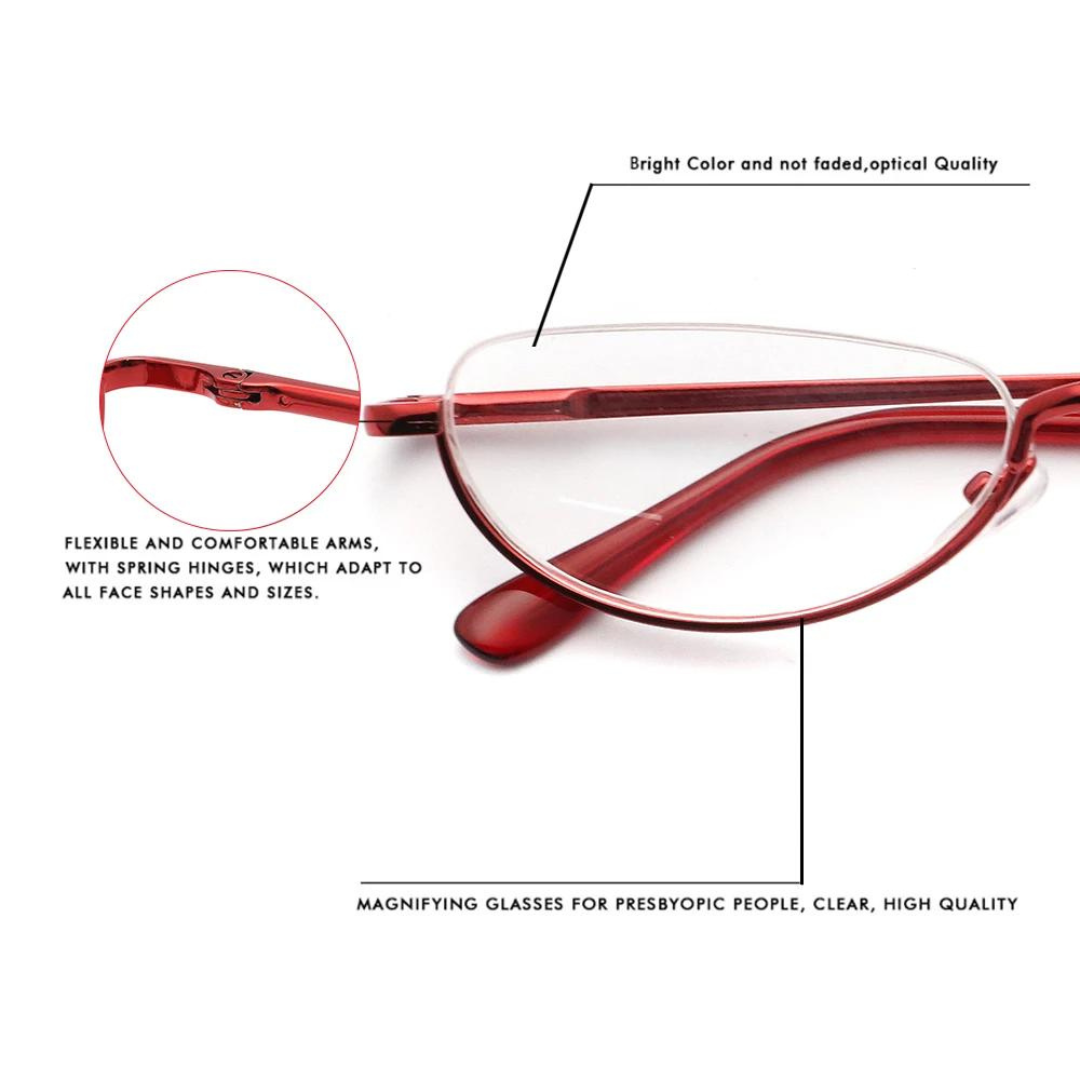 Person holding First Lens Agile Oval reading glasses RG_1027, showcasing the fit