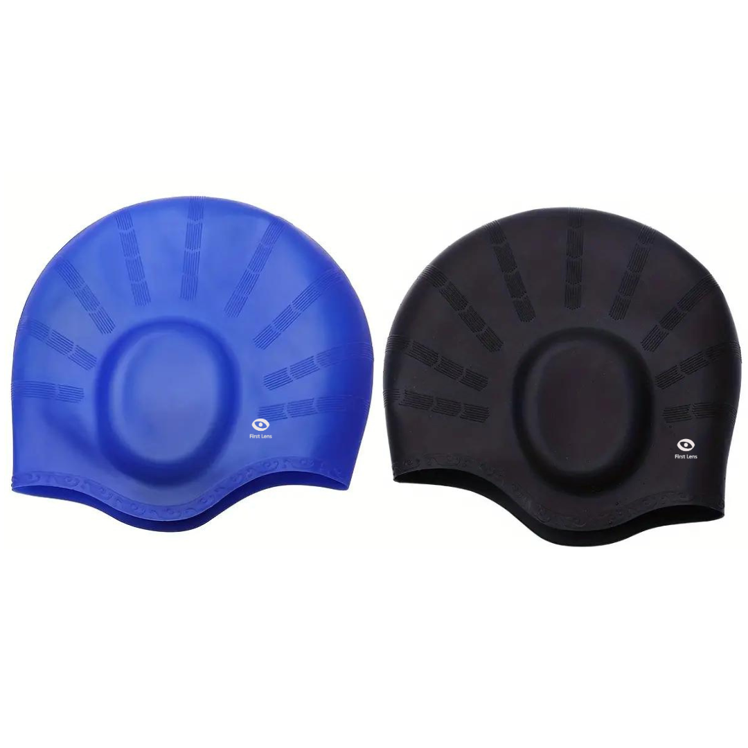 Pack of 1 First Lens Silicone Adults Swimming Cap with a stylish design.