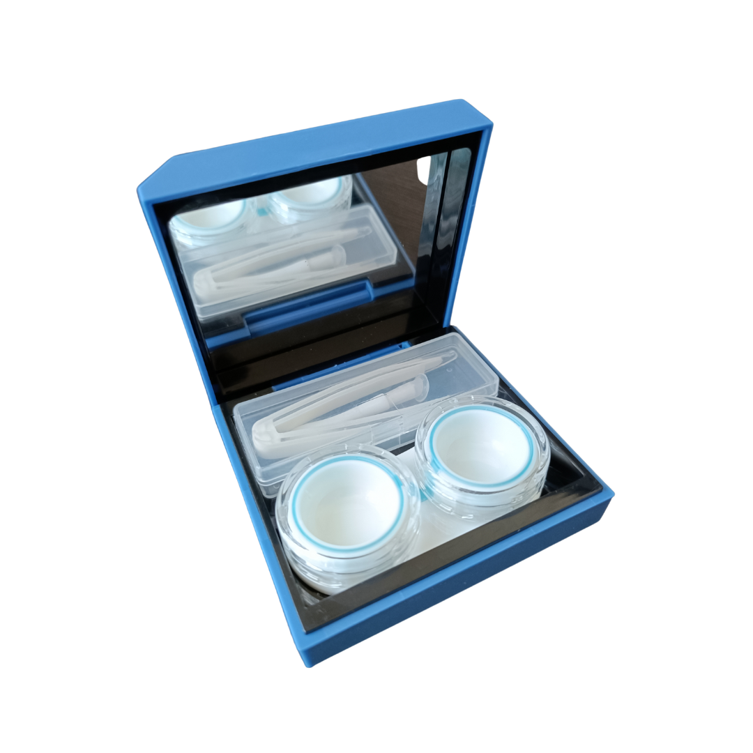 First Lens Designer Square Contact Lens Case with Mirror: The case is compact and portable, featuring a convenient mirror