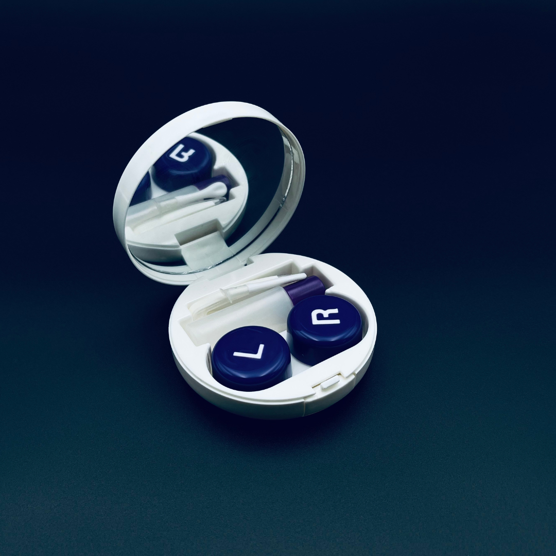 A refreshing lime-shaped contact lens case by First Lens, adding a burst of color to your routine.