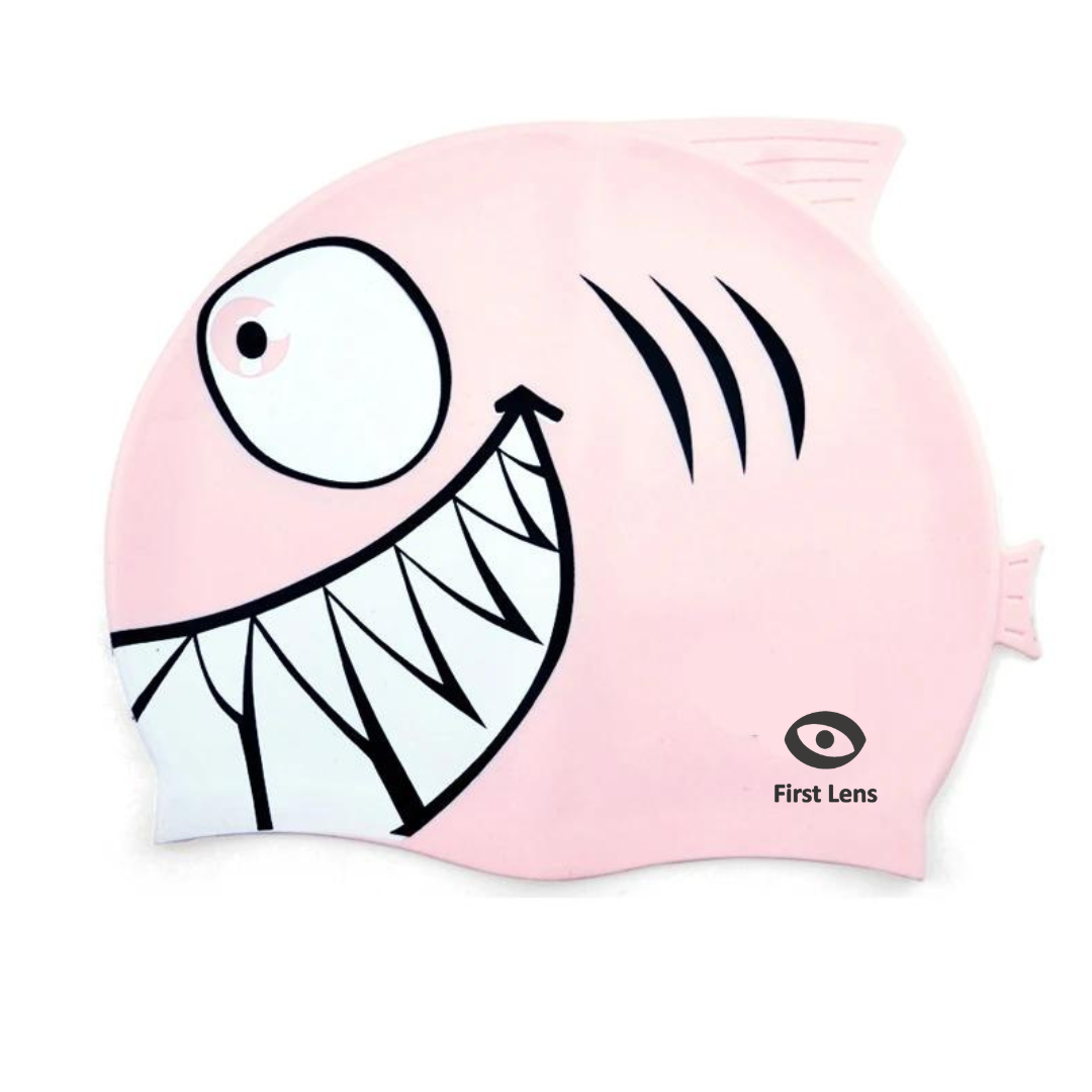 First Lens Kids Swimming Cap designed to keep hair dry and protected.