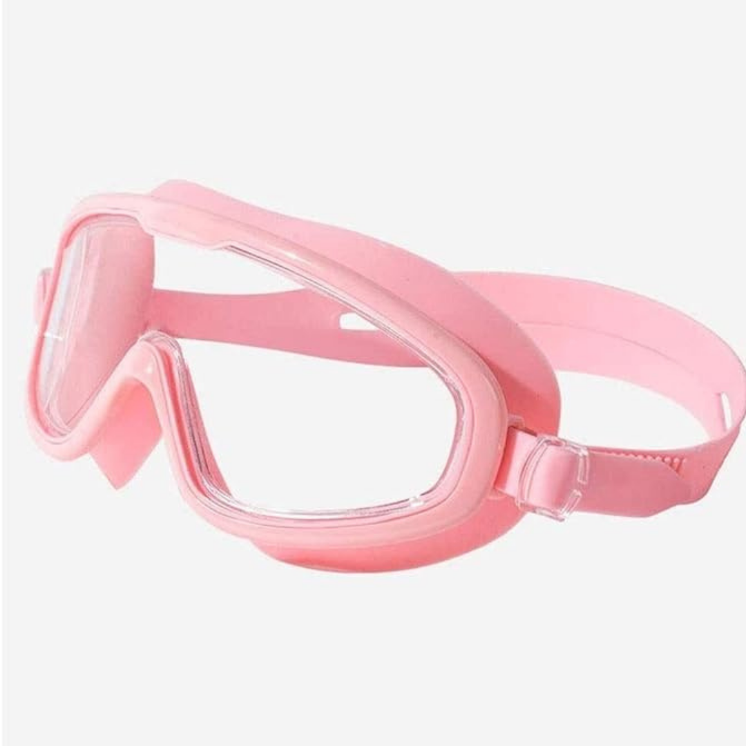 A side view of First Lens kids goggles with the AntiFog coating visible.