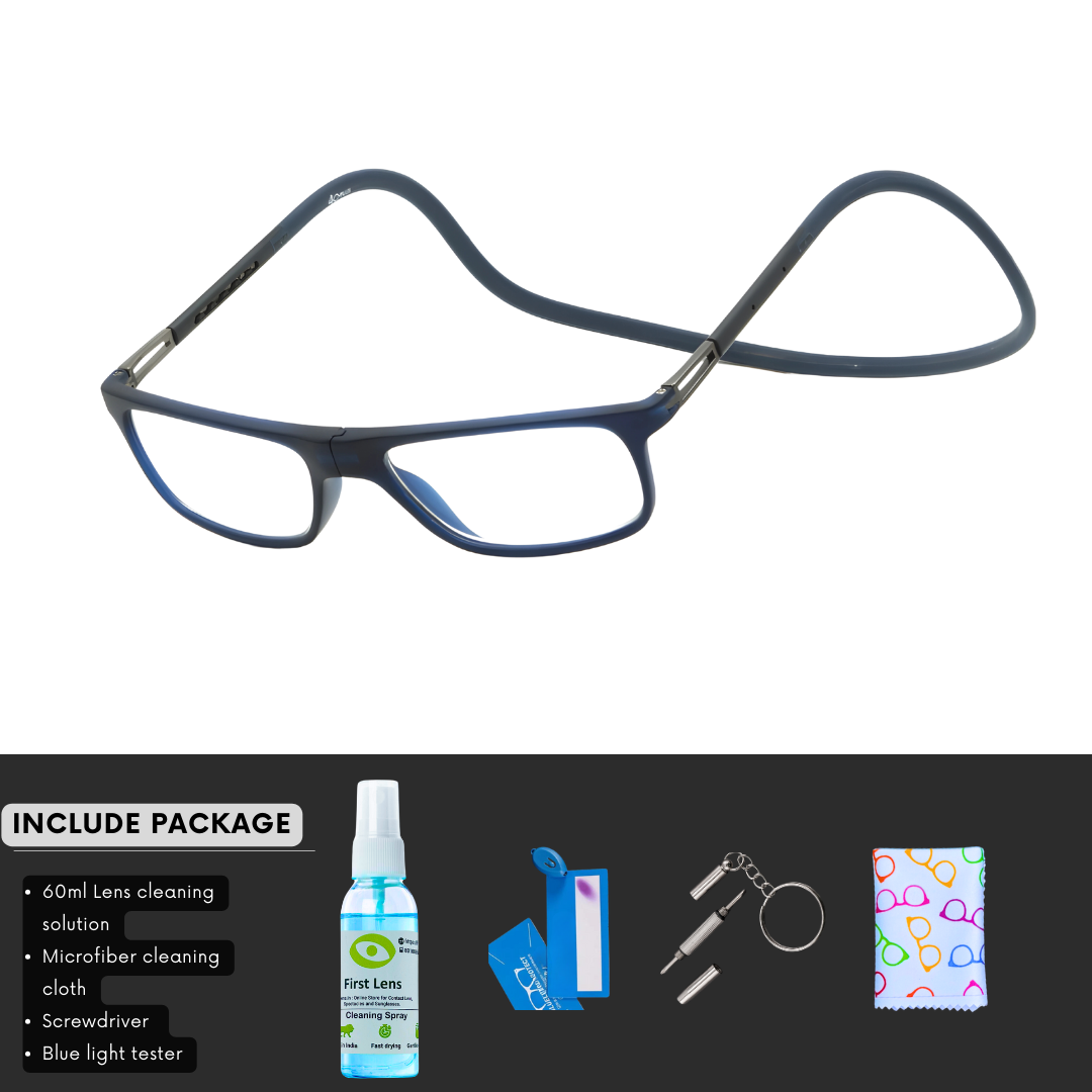 Blue Block Reading Glasses with Magnets by First Lens