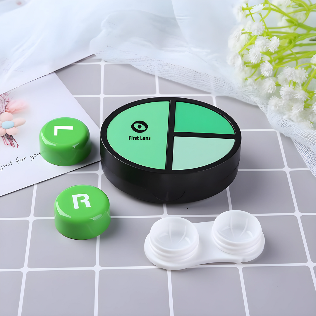 Oval Contact Lens Case with Mirror by First Lens