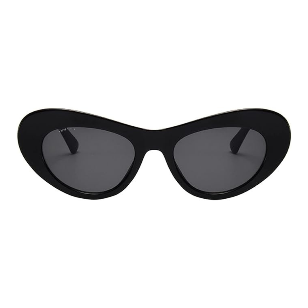 First Lens fashionable oval sunglasses, black with gradient lenses
