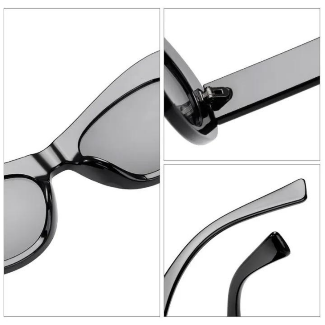 First Lens oval-shaped shades in black, perfect for sunny days