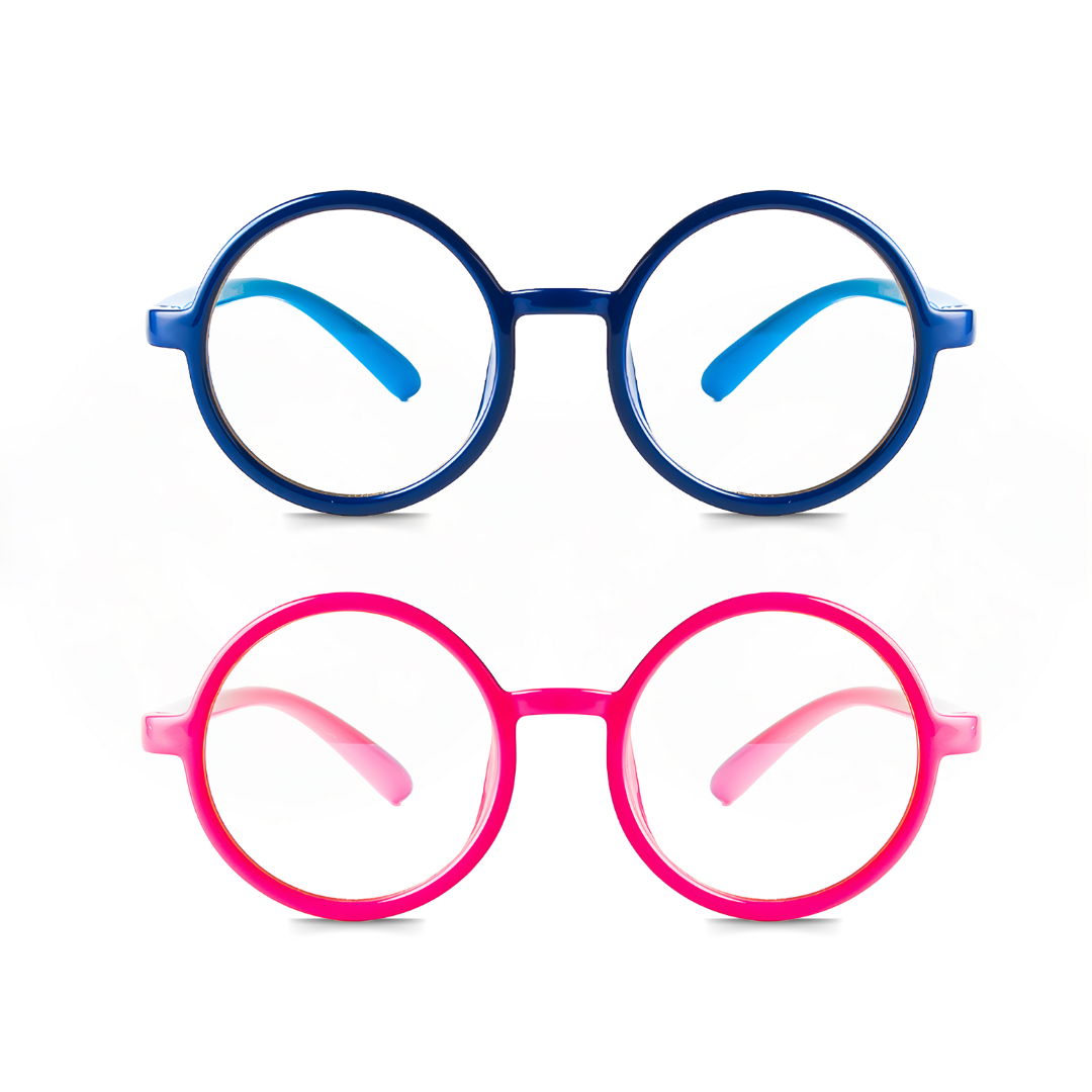 Keep your child's eyes safe with First Lens RoundEye Kids Blue Light Blocking Glasses.