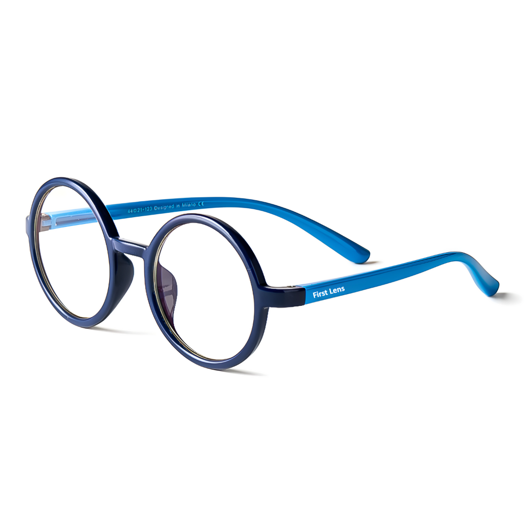 Enhance your child's screen time experience with First Lens RoundEye Kids Blue Light Blocking Glasses.