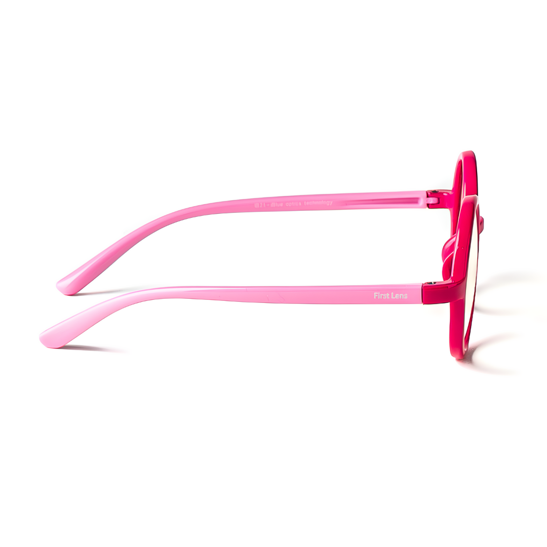 First Lens RoundEye Kids Blue Light Blocking Glasses provide both style and protection for young eyes.