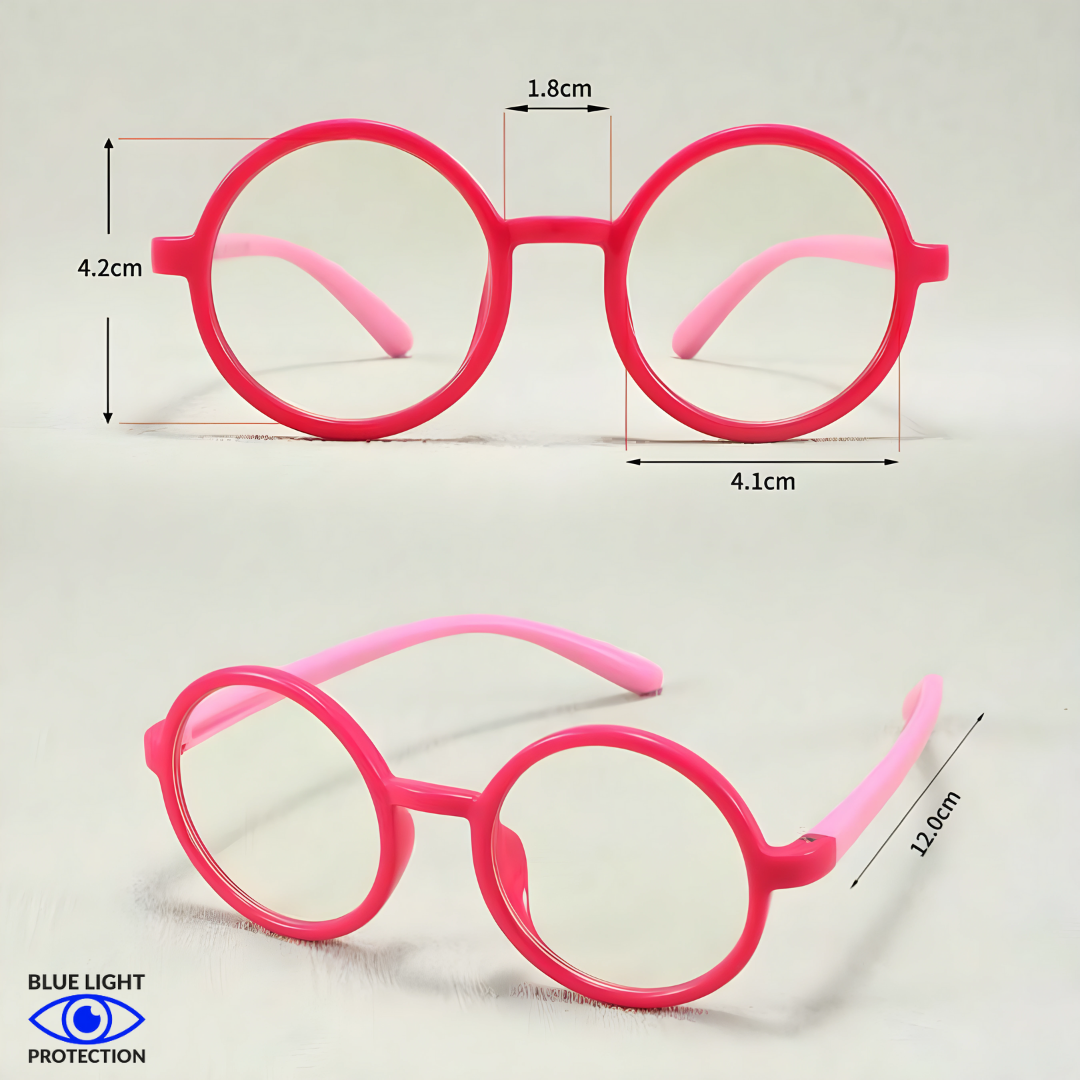 First Lens RoundEye Kids Blue Light Blocking Glasses offer peace of mind for parents and comfort for kids.