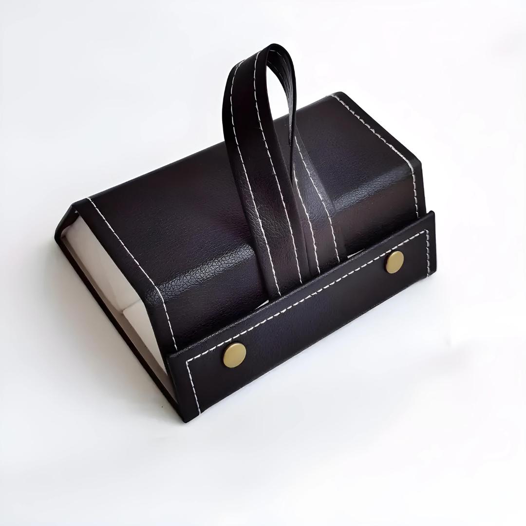 First Lens Three Section Sunglass Case: Black exterior with three compartments