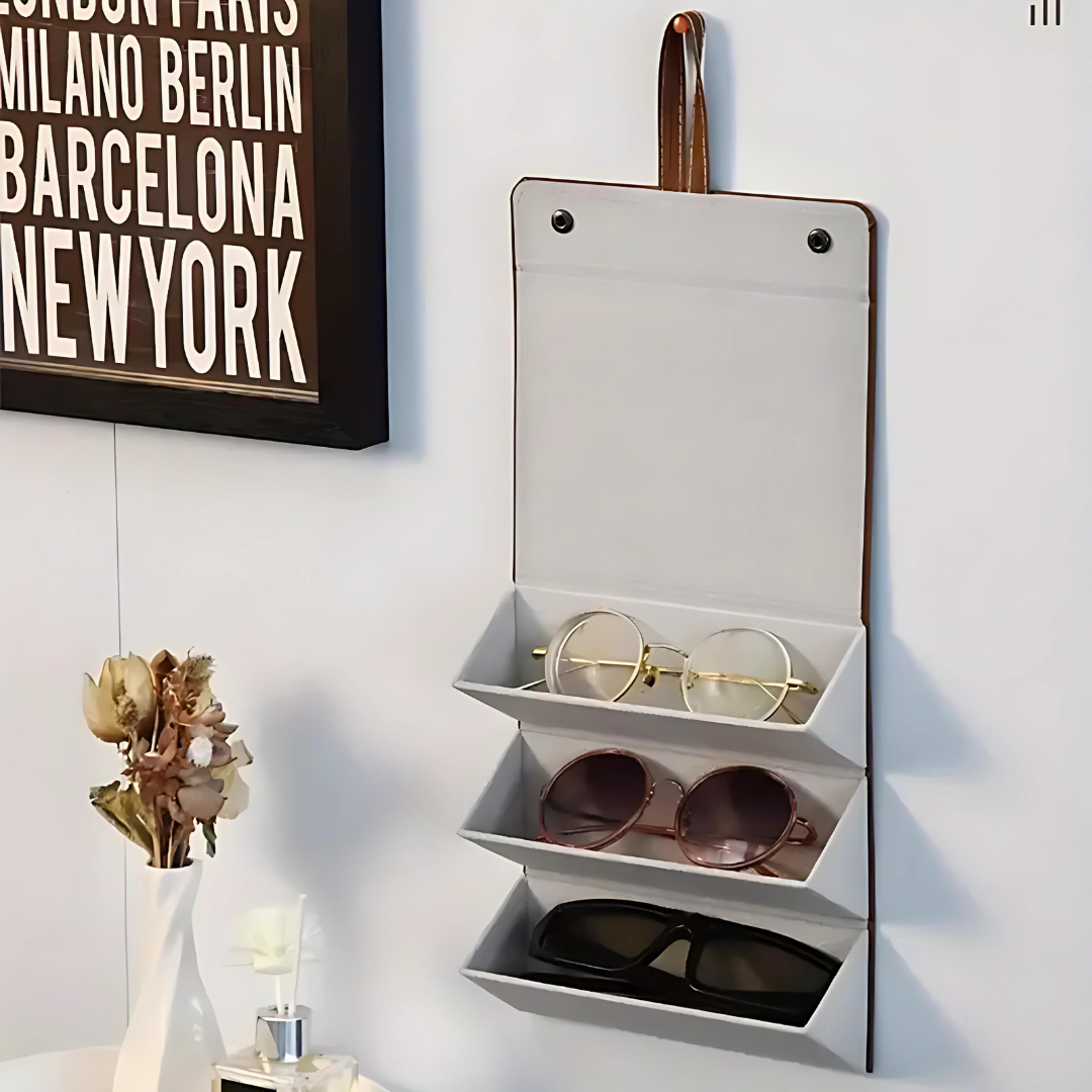 First Lens Sunglass Storage Solution: Three compartments for easy organization and access