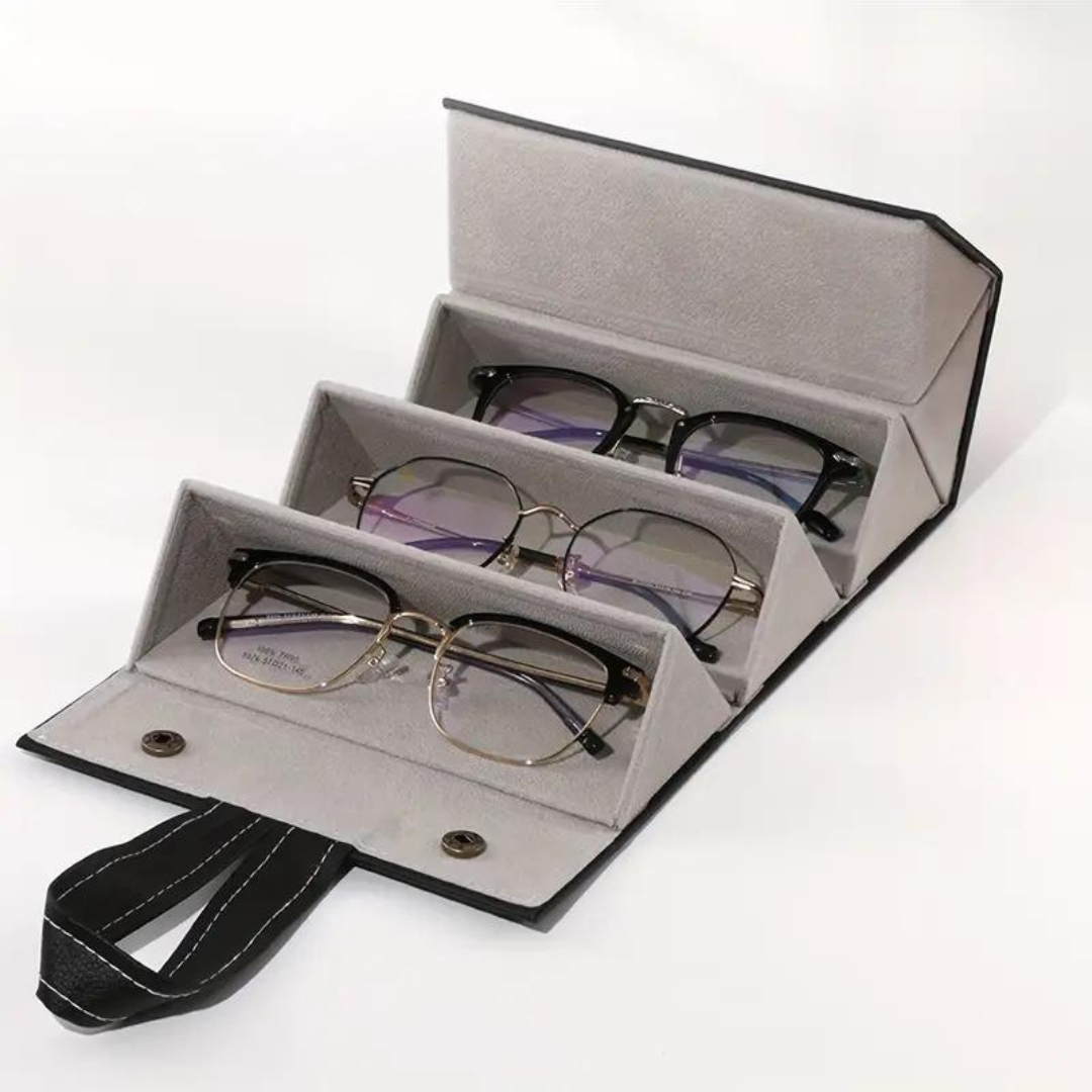 First Lens Modern Sunglass Organizer: Five-slot holder for sunglasses in sleek design