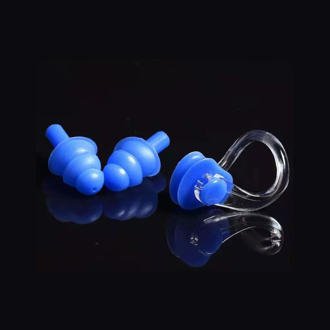 First Lens Swimming Accessories Kit, comprising nose clip and ear plugs with a handy case.