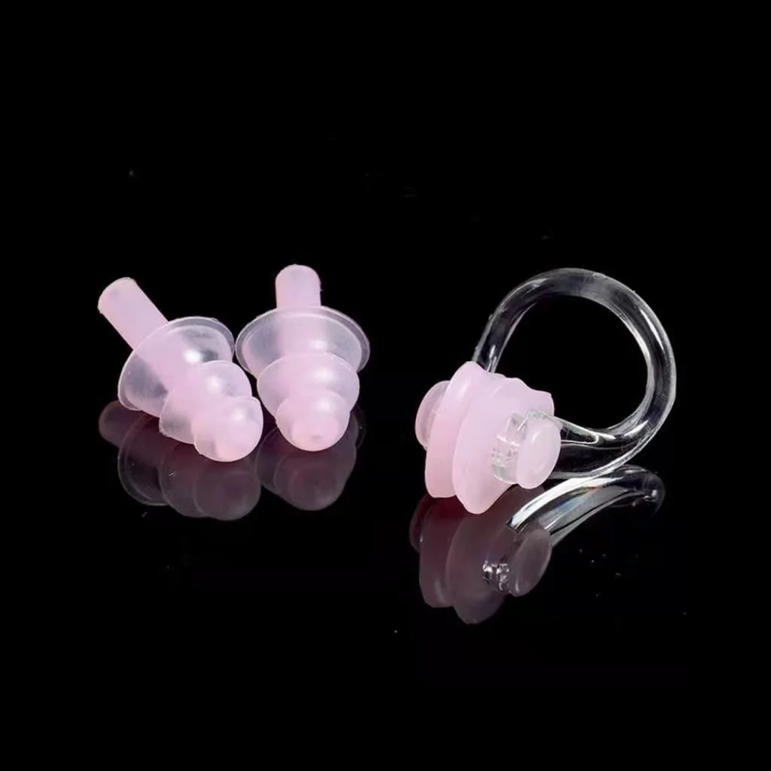 Pack of 1 swimming nose clip and ear plugs set in a storage case by First Lens.