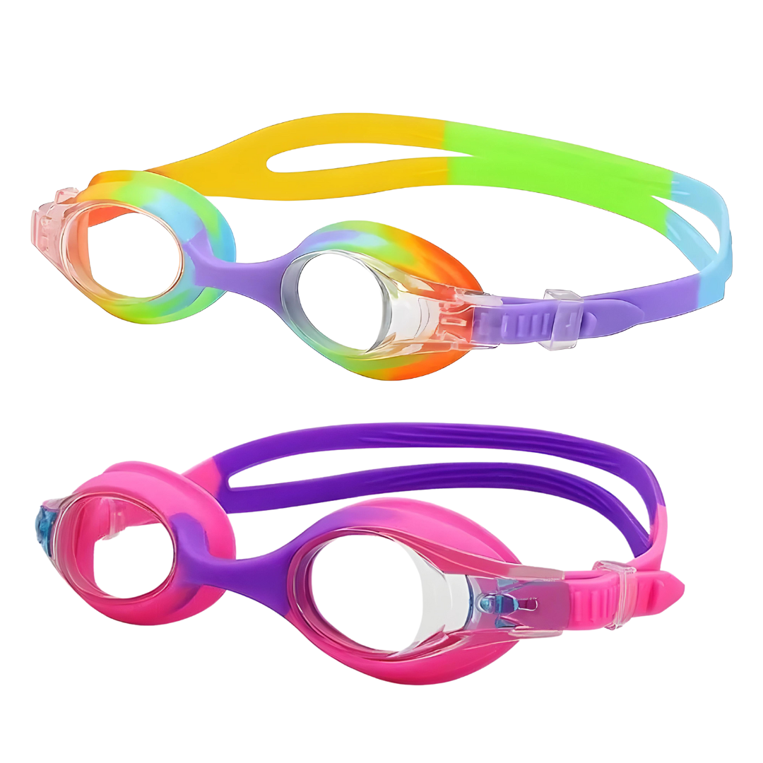 First Lens presents blue swimming goggles designed for kids aged 8 to 18.