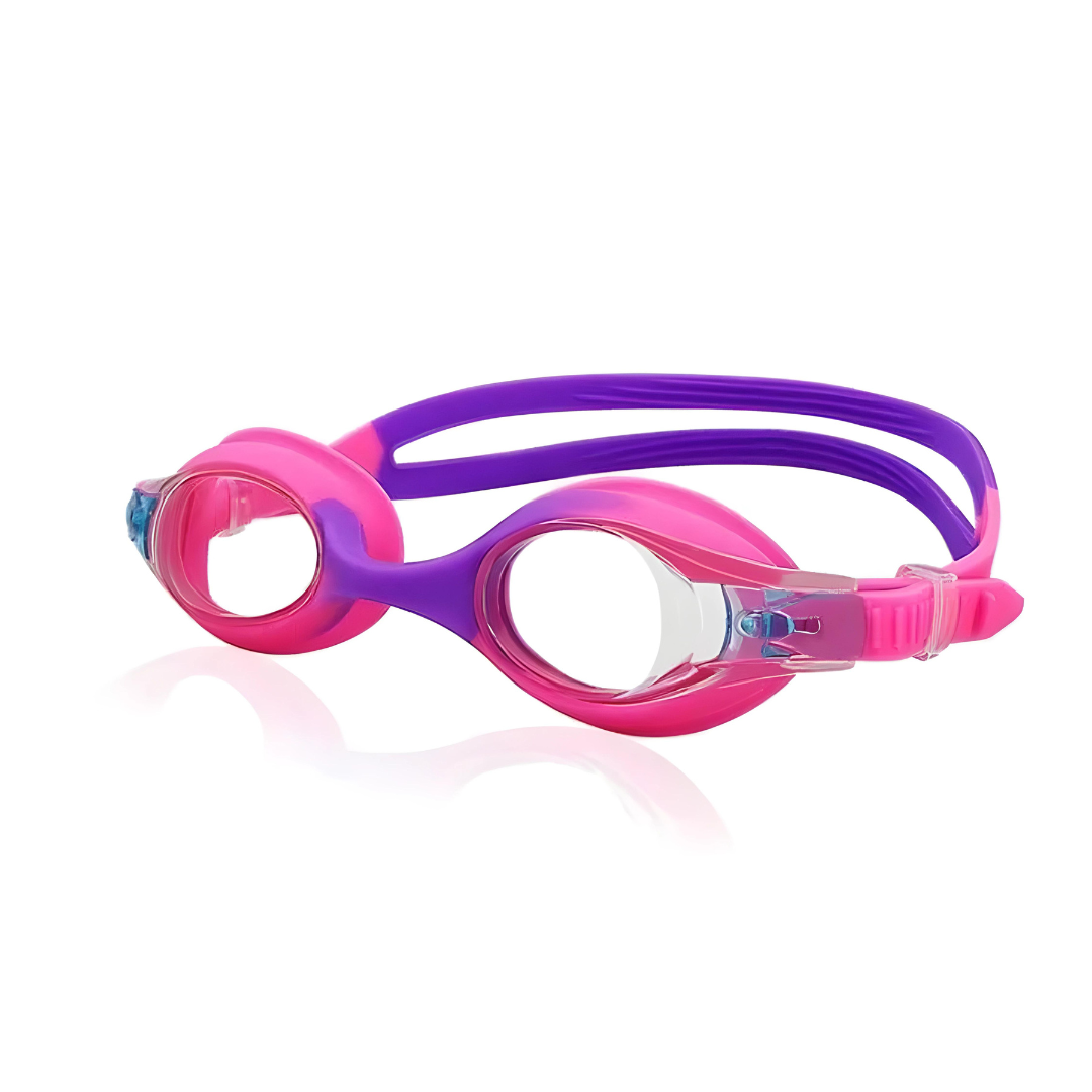 Blue goggles for kids with easy-to-adjust head strap for a customized fit from First Lens.