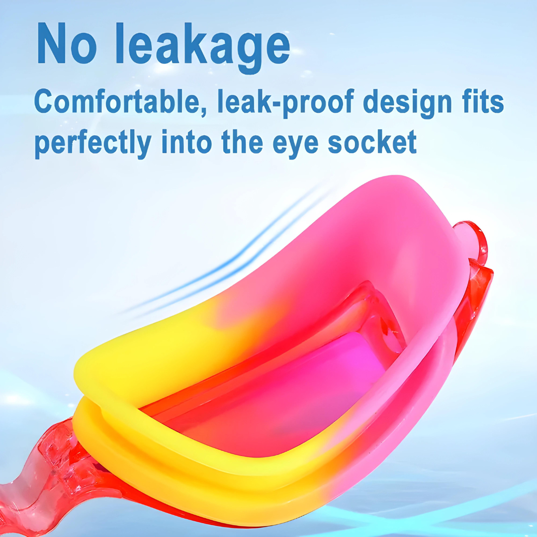 Child-friendly swimming goggles with adjustable nose bridge from First Lens.