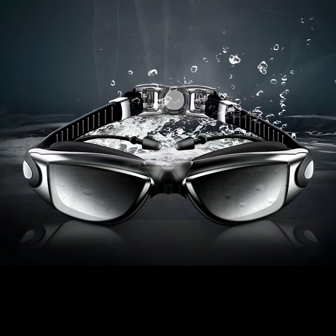 Swim goggles with diopter correction for farsightedness by First Lens.