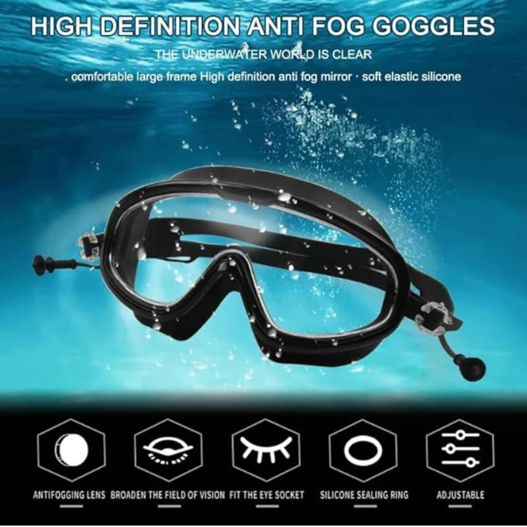 Swim goggles with corrective lenses for myopia and hyperopia by First Lens.
