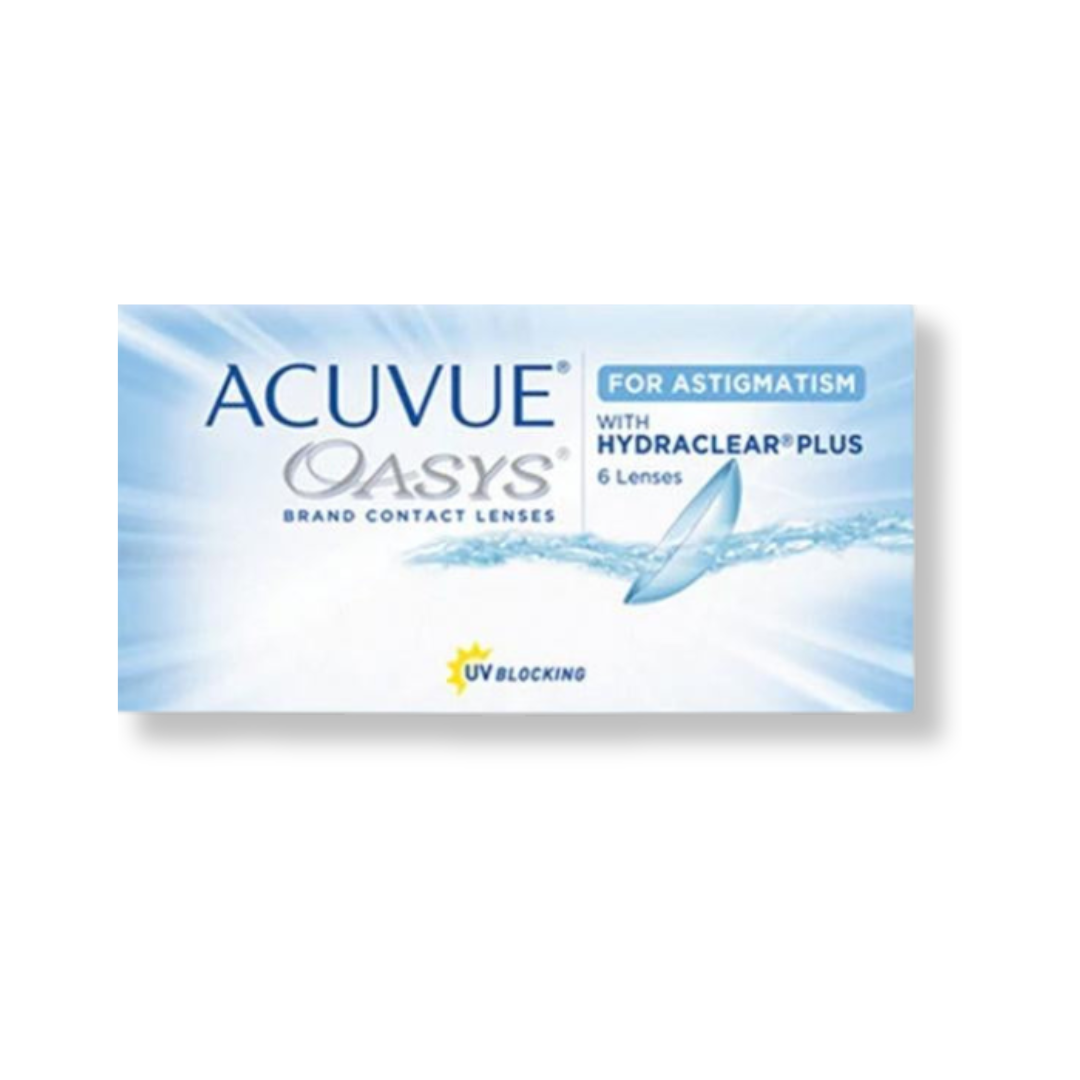 First Lens: Close-up of Acuvue Oasys for Astigmatism contact lenses