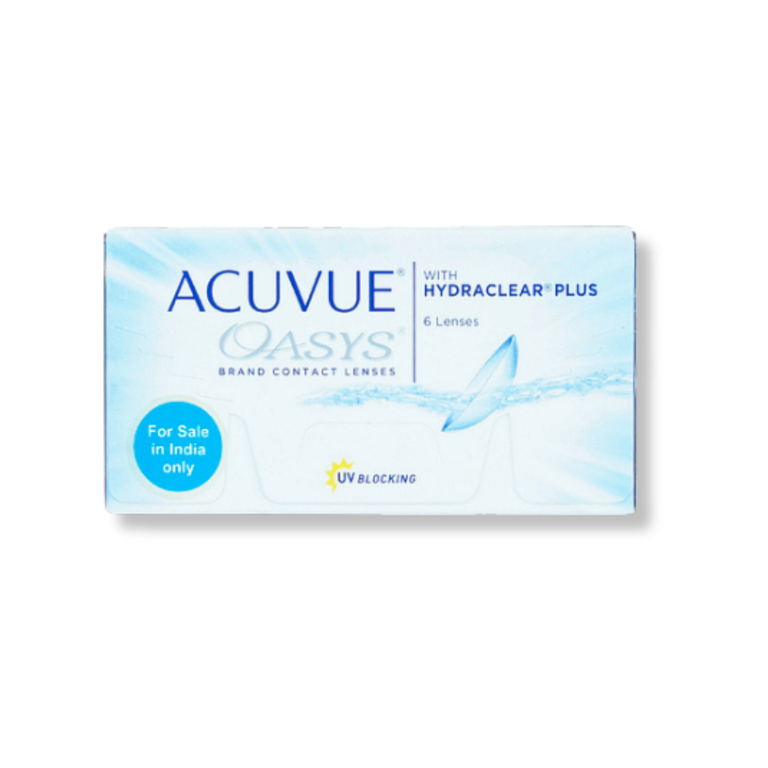 First Lens: Close-up of Johnson & Johnson Acuvue Oasys Hydraclear Plus lenses