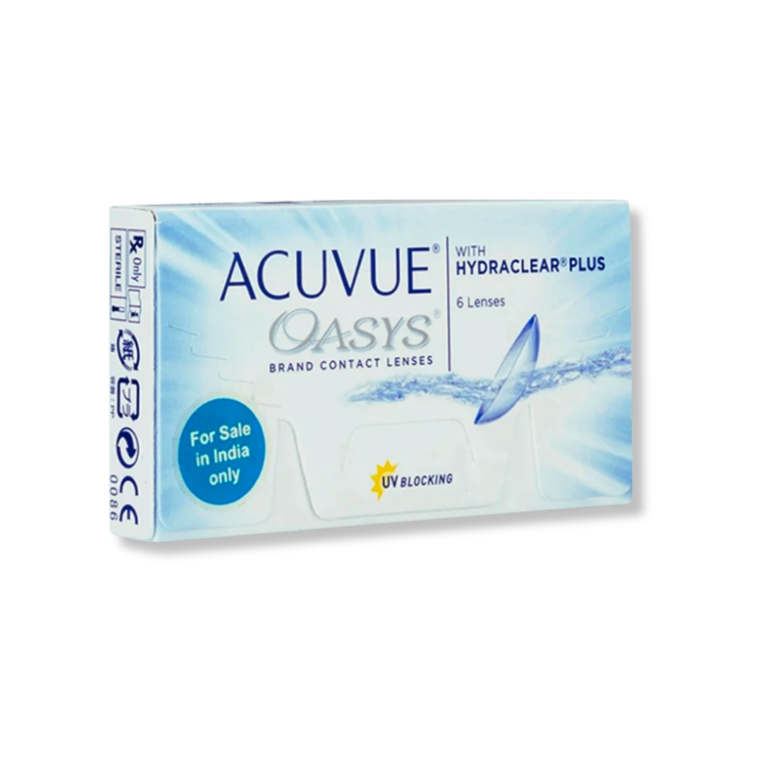First Lens: Packaging of Johnson & Johnson Acuvue Oasys Hydraclear Plus lenses