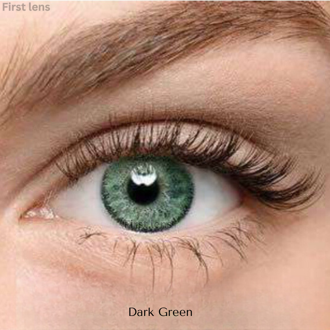 First Lens Dark Green Color Contact Lens  Closeup