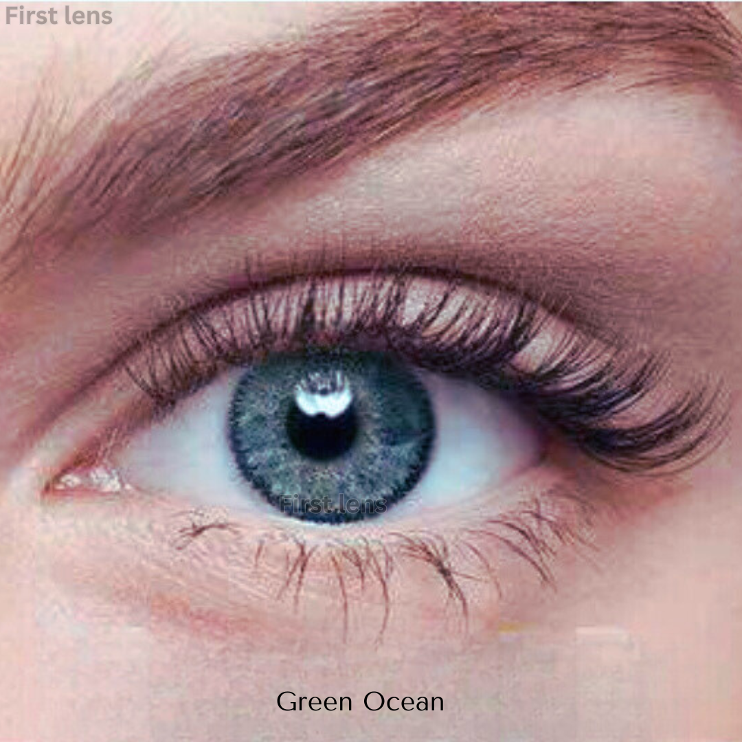 First Lens Green Ocean Color Contact Lens  Closeup