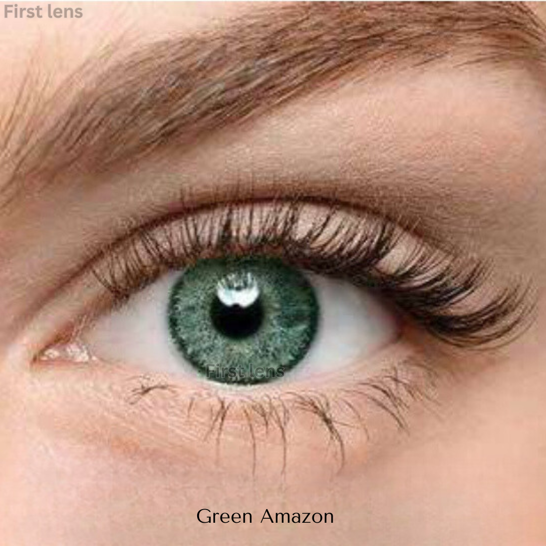 First Lens Green Amazon Color Contact Lens  Closeup