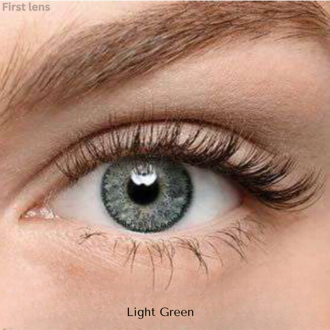An image showcasing the range of colors available for Bausch & Lomb Natural Look Quarterly Color Contact Lenses, including greens, browns, and grays.