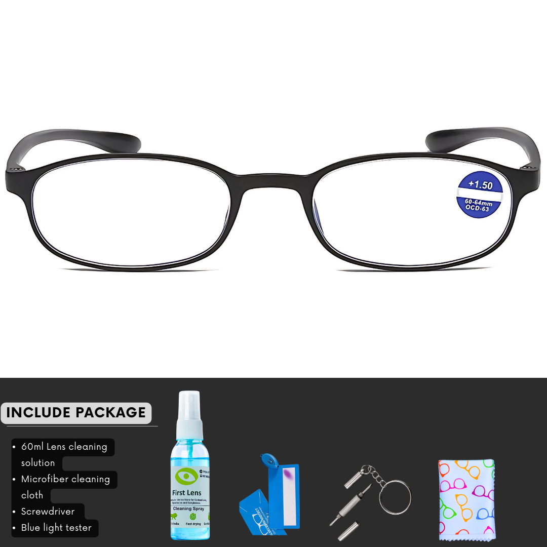 First Lens Ovate Reading Glasses with magnification options ranging from +1.00 to +3.00, catering to different reading needs.