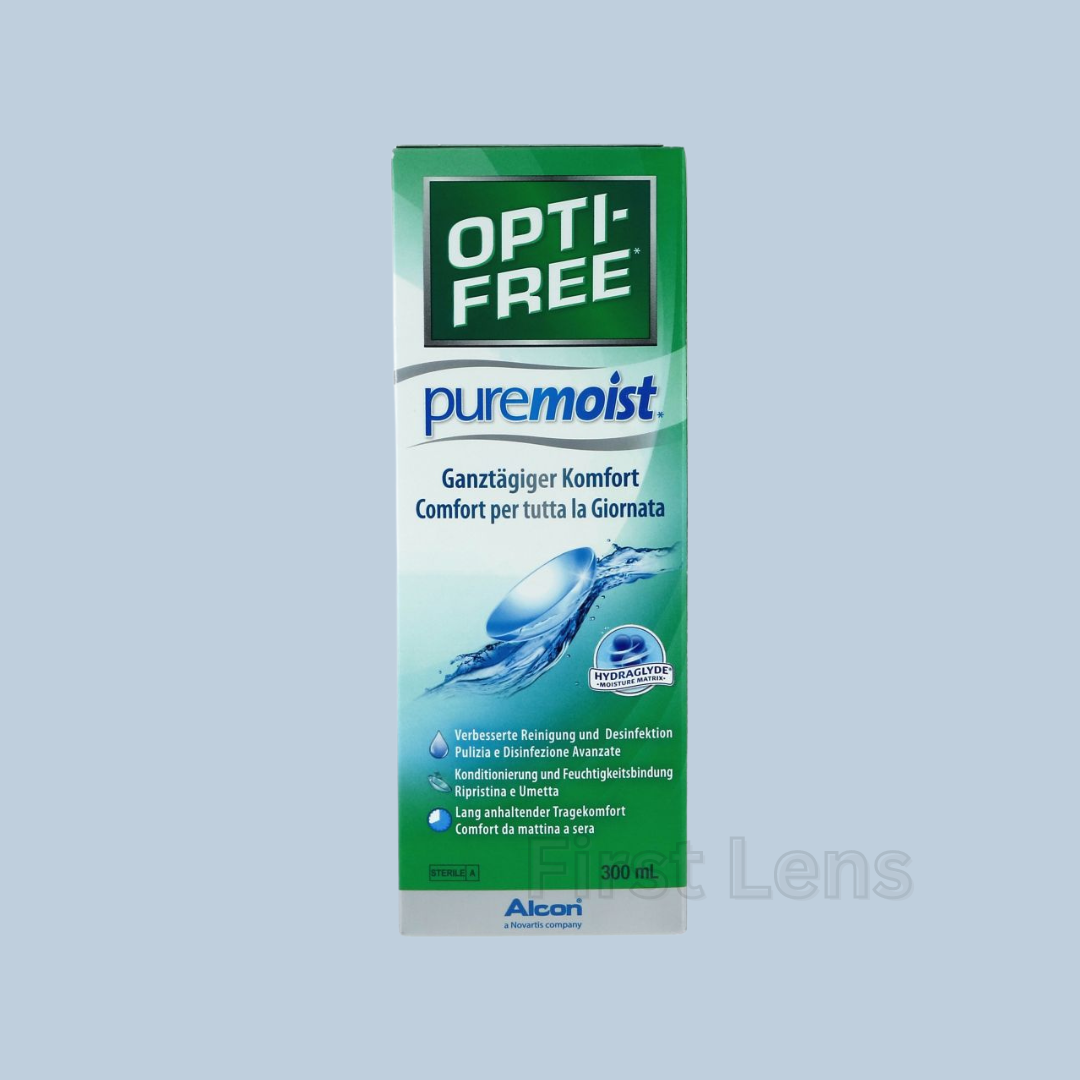 First Lens Close-up of Opti Free Pure Moist Solution