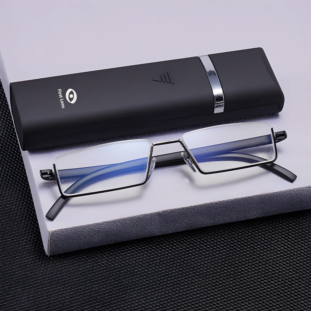 First Lens LUMENEX Blue-Light Reading Glasses Eyeglasses with Flip Case R025